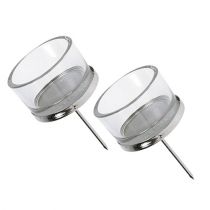 Kerzenhalter mit Glas Silber 4 St