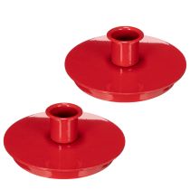 Artikel Kerzenhalter aus Metall Rot kompakt 10cm für Stabkerzen 2er Set