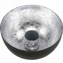 Artikel Kerzenhalter Schwarz Silber Metall Ø10cm Höhe 5cm für Stabkerzen