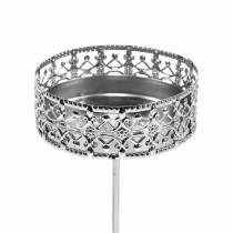 Artikel Florale Kerzenhalter zum Stecken Silbern Ø7,4cm H12,5cm Antik-Optik 4 St