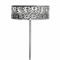 Artikel Florale Kerzenhalter zum Stecken Silbern Ø7,4cm H12,5cm Antik-Optik 4 St