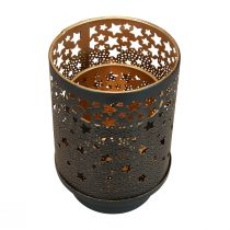 Artikel Kerzenhalter Metall Schwarz/Gold mit Sternen H13,5cm und H19cm im 2er-Set
