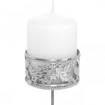 Artikel Kerzenhalter mit Steckpalme, Teelichthalter für Adventskranz Silbern Ø5,5cm 4St