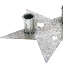 Artikel Kerzenhalter Stern aus Metall für 2 Stabkerzen in Silber, 23×22cm, Antik-Optik