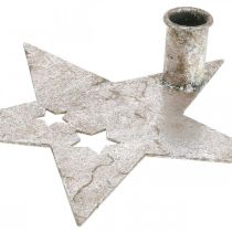 Artikel Kerzenhalter Stern aus Metall, 20×19,5 cm, Silber, Antik-Optik