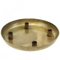 Kerzenteller, Adventskranzschale, Weihnachtsdeko Golden Antik-Optik Ø30cm