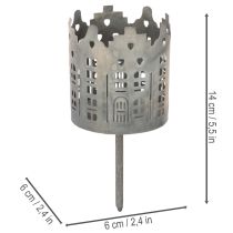 Artikel Teelichthalter mit Dorn aus Metall Häuser-Design 6 cm Ø 2er-Set