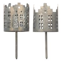 Artikel Teelichthalter mit Dorn aus Metall Häuser-Design 6 cm Ø 2er-Set