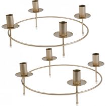 Kerzenring Stabkerzen Kerzenhalter Gold Ø33,5cm H11cm 2St