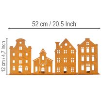 Artikel Kerzenhalter Metall Silhouetten Häuser Rostoptik 52×12cm