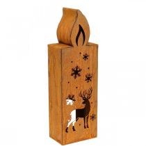 Teelichthalter Weihnachten Edelrost Hirsch Kerze 35x11cm