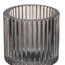 Artikel Kerzenhalter Grau aus Glas, Teelicht- und Stabkerzenhalter, H 8 cm, 4er-Set