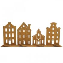 Artikel Kerzenständer Weihnachtsbeleuchtung Deko Häuser Rost 52×12cm