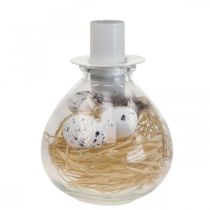 Kerzenständer Weiß Kerzenhalter Glas Osterdeko H11cm