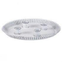 Artikel Kerzenteller Kuchenform mit 4 Kerzenhaltern Weiß Ø25cm