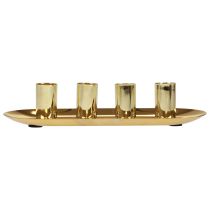 Artikel Kerzenteller aus Metall mit 4 Stabkerzenhaltern, Gold, 23x9x4,5cm