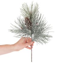 Artikel Künstlicher Kiefernzweig mit Zapfen und Schneeeffekt 40cm Grün-Braun