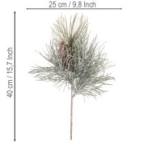 Artikel Künstlicher Kiefernzweig mit Zapfen und Schneeeffekt 40cm Grün-Braun