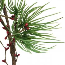 Dekozweig Kiefernzweig künstlich mit Beeren Grün, Rot 58cm