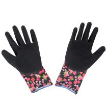Artikel Kixx Gartenhandschuhe Polyester Latex Schwarz Rosa Blumen Größe 8