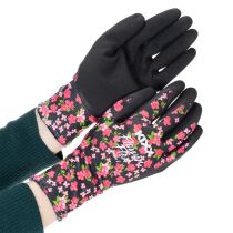Artikel Kixx Gartenhandschuhe Polyester Latex Schwarz Rosa Blumen Größe 8