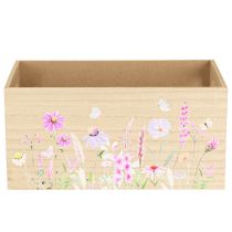 Artikel Kleine Holzbox mit Blumen- und Schmetterlingsmotiv, natur, 30x18x14,5cm für Wohnraumdekoration