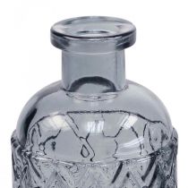 Kleine Glasvase Vase Rautenmuster Glas Blaugrau H12,5cm 6St