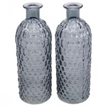Artikel Kleine Glasvase Vase Wabenoptik Glas Blaugrau H20cm 6St