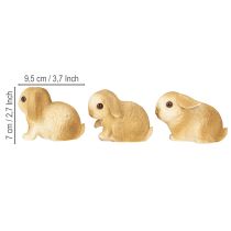 Artikel Kleiner Osterhase Dekofigur Set aus Polyresin 9 × 6 × 6,5 cm, Motiv Häschen, 3 Stück