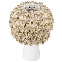 Artikel Kopfvase Keramik Vase mit Rosen Weiß Braun Ø19cm H2,5cm