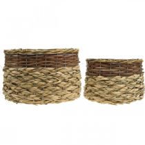 Artikel Weidenkorb Set 2-teilig, Naturmaterial, oval, mit Pflanzfolie, L30/22cm H20/17cm