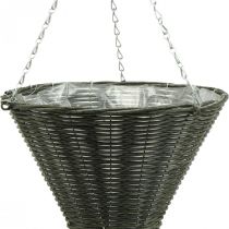 Korbampel Spitztüte Grau Ø35cm H37cm