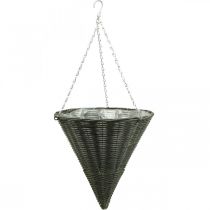 Korbampel Spitztüte Grau Ø35cm H37cm