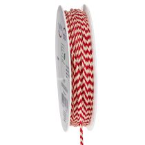 Artikel Kordel aus Polyester 3mm Rot-Weiß Zickzack 20m für Basteln und Verpacken
