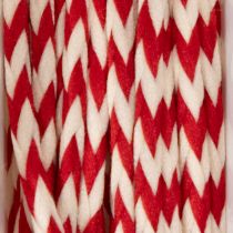 Artikel Kordel aus Polyester 3mm Rot-Weiß Zickzack 20m für Basteln und Verpacken