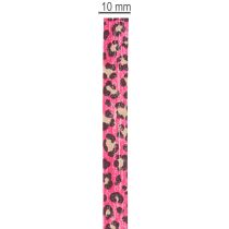Artikel Dekoband Kräuselband Leopardenmuster Pink 10mm 100m Baumwolle