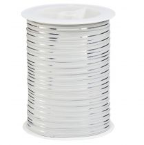 Artikel Kräuselband Geschenkband Weiß mit Silberstreifen 5mm 250m