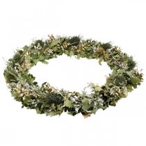 Artikel Weihnachtskranz Trockenkranz aus Eichenlaub und Kardendistel Ø45cm Grün-Gold