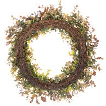 Artikel Künstlicher Eukalyptuskranz rund 45 cm Grün-Braun für Herbstdekoration