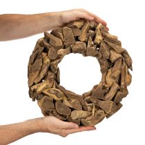 Artikel Dekokranz aus Naturholz, rund, 35 cm, braun, für Innenbereiche