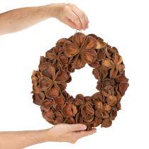 Artikel Getrockneter Landlotus-Kranz aus Naturmaterial, 35 cm, braun