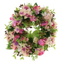 Blumenkranz mit Hortensien und Beeren Rosa Ø30cm