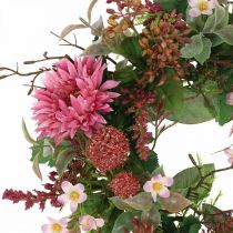 Herbstkranz Seidenblumen Rosa Gerbera Distel Tischkranz Ø32cm