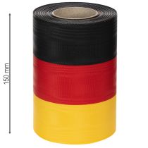 Artikel Kranzband Moiré 150 mm Schwarz-Rot-Gold, 25 m Rolle, Taft für Dekoration und Trauerfeiern