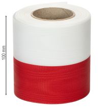 Artikel Kranzband Moiré Taft Weiß-Rot 100 mm für Dekorationen