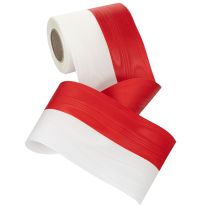 Artikel Kranzband Moiré Weiß-Rot 125mm x 25m aus 100% Acetat