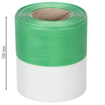 Artikel Kranzband Taftbindung Moiré Grün-Weiß 100mm x 25m