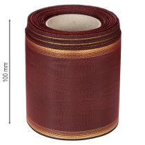 Artikel Kranzband aus Taft mit Moiré, 100 mm breit, Bordeaux, 25 m Rolle