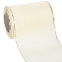 Artikel Kranzband aus Acetat Creme 125mm x 25m mit Goldkante wasserfest
