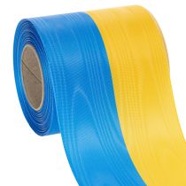 Artikel Kranzband aus Acetat mit Moiré-Effekt 100 mm Blau-Gelb